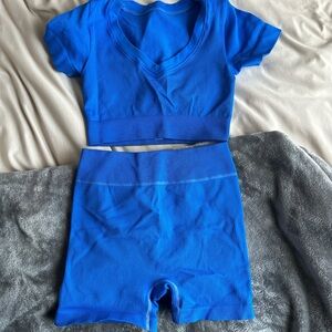 Blue Ribbed Two-Piece Set